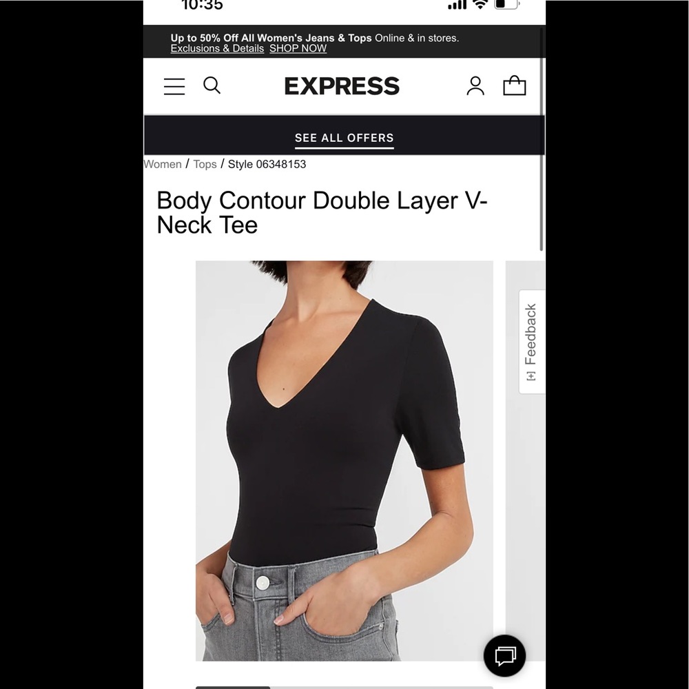 Express Body Contour V Neck Shirt
